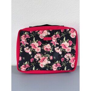 Wally Bags red floral multi pocket hanging travel toiletry cosmetic bag NWT